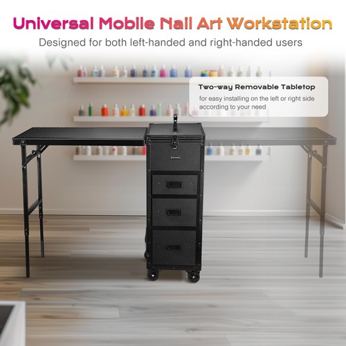 Byootique Rollbarer Maniküretisch Klappbar Nagel Schreibtisch Make-up Zug Koffer Trolley - Bild 4 von 9