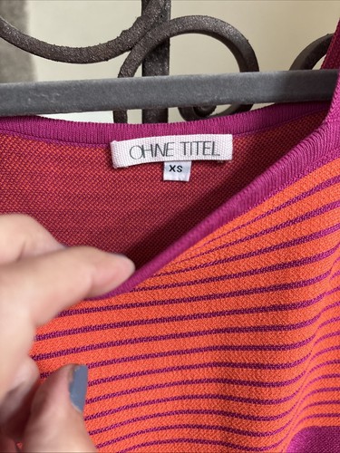NWOT Ohne Titel ($495)Striped Knit Fit-and-Flare Dress ORANGE AND FUSHIA Size XS - Picture 2 of 6