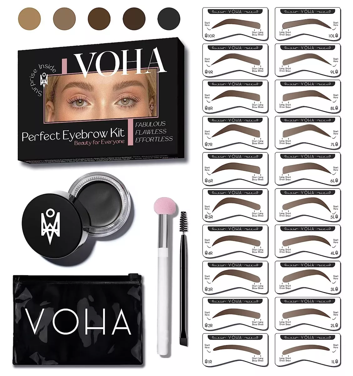 Waterproof Eyebrow Stamp Shaping Kit Eye Brow Pomade Kit Definer Makeup Set
