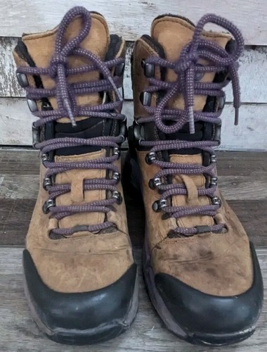 Merrell Hike Flex Gortex Leather Hiking Boots Brown Sugar/Purple Women's 7.5 - Picture 2 of 5