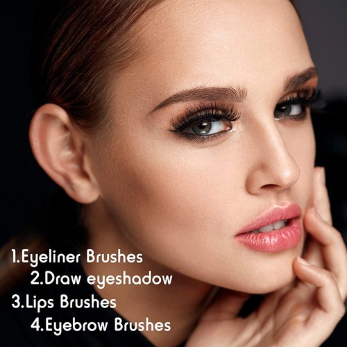 12 Pieces Eyeliner Eyebrow Brush Fine Angled Thin Slanted for Cosmetic Salon - Bild 4 von 5