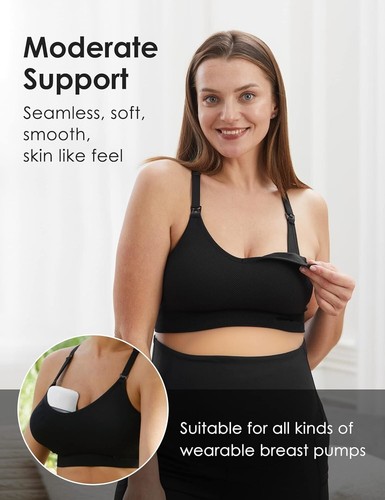 Support Nursing Bras for Breastfeeding Medium Impact Maternity & Nursin (Size:M) - Picture 2 of 7