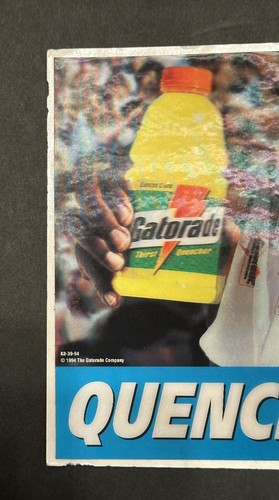 Michael Jordan 1994 Gatorade Promo Ad Quench It! 3D Sticker Card Rare Vintage - Picture 3 of 3