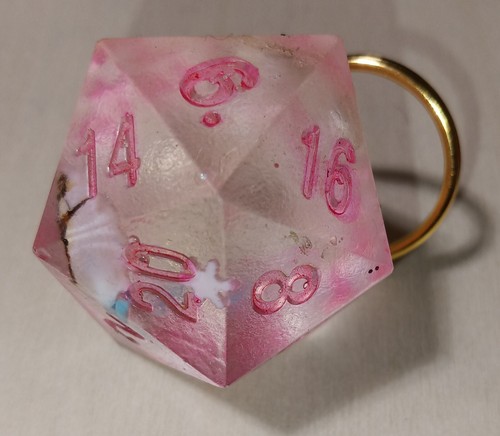 D20 Resin Keychain With Red Highlights - Picture 2 of 2