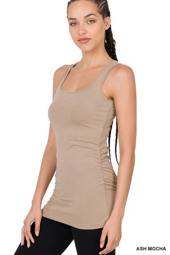 NWT Designer Boutique Zenana Side Ruched Tank Top TALL S M L XL - Picture 3 of 7