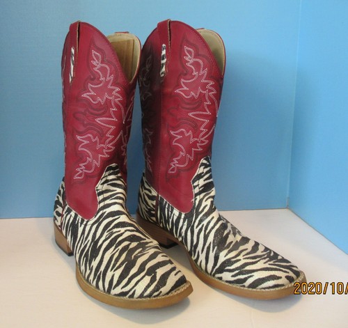 Women's Zebra Print Western Boots Size 11, Square