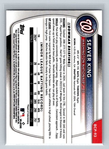 Bowman Chrome Prospects Rookies Stars Bowman 2025 1st - Imagen 187 de 297