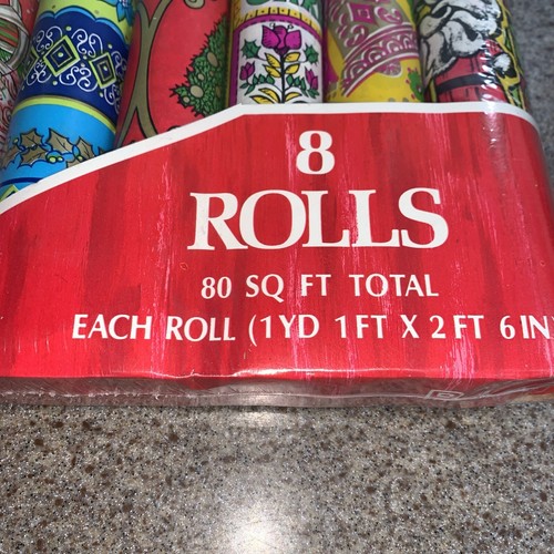 True VTG MCM Christmas Wrapping Paper 8 Rolls Pristine Vibrant Prints 80 Sq. Ft. - Picture 4 of 11