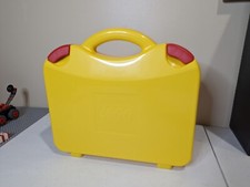 LEGO Yellow Orange Plastic Carrying Case Storage Box With Dividers And Bricks