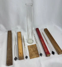 4 Gravity *HYDROMETER* ALCOHOL SUGAR SPIRIT PROOF DENSITY + Cylinder GERMANY