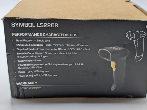 Motorola - Symbol LS2208 Black General Purpose Bar Code Scanner, New in Box - Picture 2 of 5
