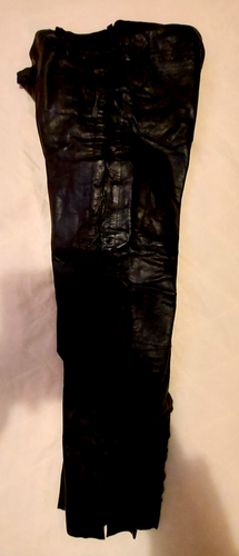 Ladies Black Laced Leather Bike Trousers 30-32 Waist 27" Inside Leg. - Picture 4 of 4