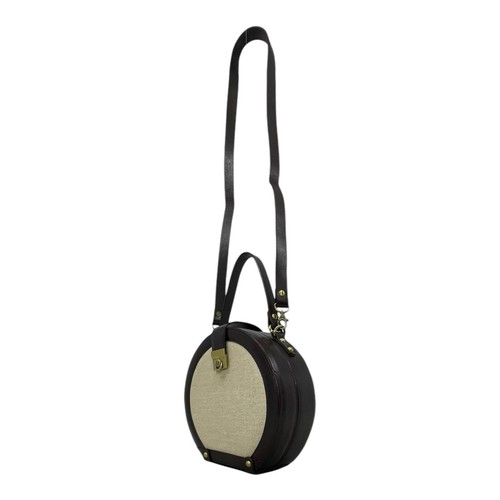 Sac à main vintage années 90 années 00 ETIENNE AIGNER lin cuir sac bandoulière boîte ronde NEUF - Photo 12/23