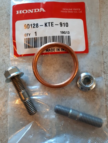 GENUINE HONDA CBF125M 2009-2014 EXHAUST STUDS LOCK NUTS + COPPER GASKET