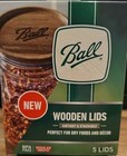 Ball Wooden Jar Lids Regular Mouth BPA Free 5 Lids New In Box 