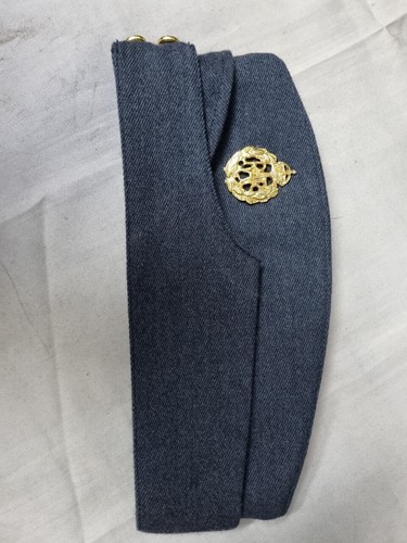 British R.A.F. WWII Blue Wool Early War Side Cap with Gold Bakelite Insignia - Picture 2 of 15