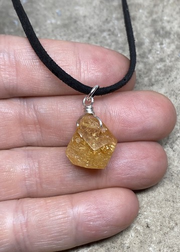 Sterling Silver Raw Citrine Necklace, November Birthstone, Boho Jewelry - Picture 5 of 6