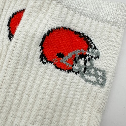 Vtg NFL Cleveland Browns Football Socks Unisex White Brown Sports Athletics - Picture 3 of 7