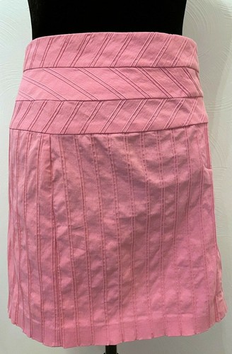 Cache Womens Pintuck Wide Waistband Straight Skirt Size 8 Pink Cotton Stretch - Picture 10 of 12