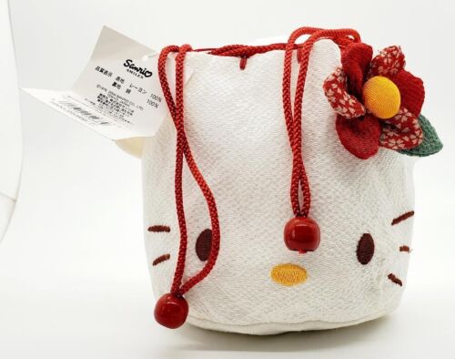 Rare 2004 Japanese Sanrio Hello Kitty Drawstring Silk Bag Pouch From Japan - Picture 2 of 13