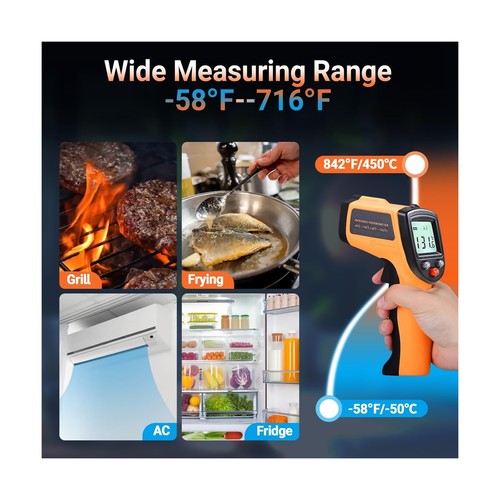 Digital Infrared Thermometer Gun for Cooking,BBQ,Pizza Oven, Infrared Thermom... - Picture 3 of 6