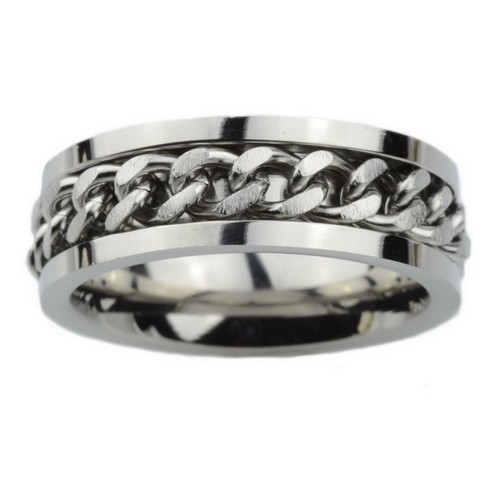 Nuevo Hombre Mujer 316L Cadena de Acero Inoxidable Centro Anillo Girador 8mm Banda Talla 7-13 - Imagen 2 de 3