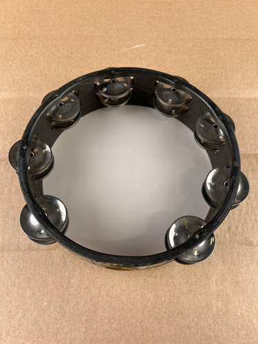 Vintage Remo Economy Tambourine 8" Double Row Black White Drum Head - Picture 6 of 8