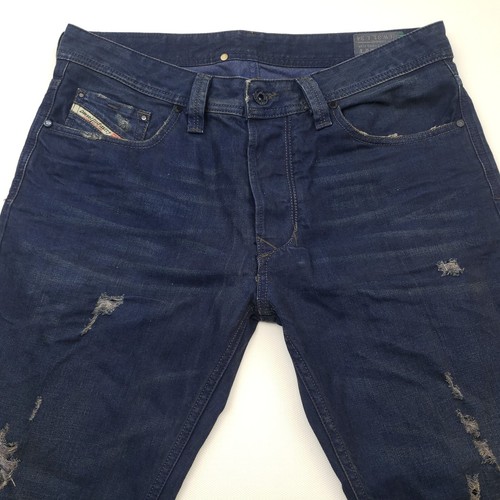 Pantalones de mezclilla cónicos Diesel LARKEE W31 L34 para hombre desgastados azul oscuro tiro bajo regular - Imagen 2 de 17