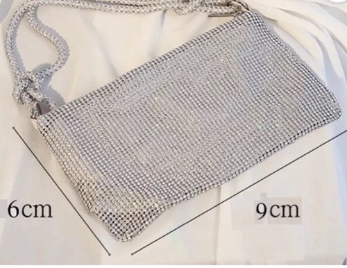 Strass Handtasche für Damen schicke Abend glänzend Handtasche silber 9” B x 6” L - Bild 8 von 8