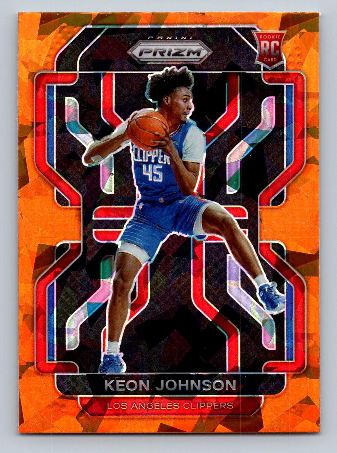 2021-22 Panini Prizm - Keon Johnson - RC - Orange Cracked Ice - #326 - Clippers