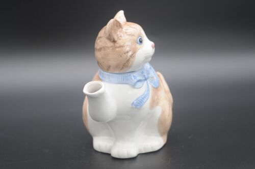 Vintage Keramik figural braun und weiß Katze Teekanne mit Deckel markiert QVC Netzwerk - Bild 7 von 11