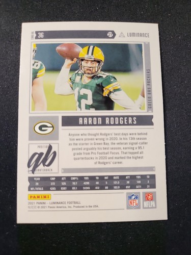 Tarjeta Luminance Aaron Rodgers 2019 #36 - Imagen 2 de 2