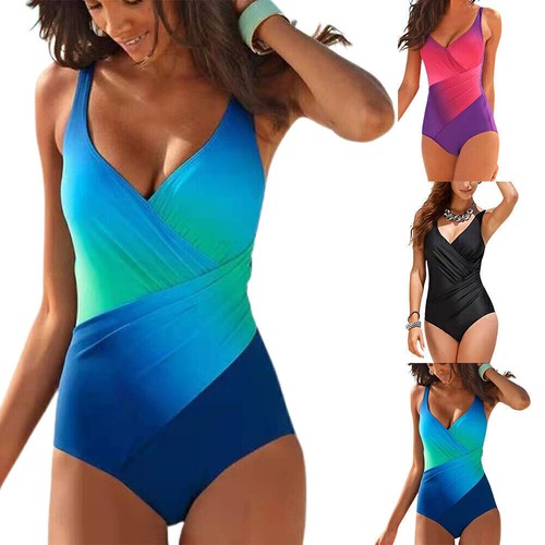 Damen Batik Bauchweg Einteiliger Badeanzug Schwimmanzug Monokini Schwimmkostüm - Bild 2 von 18