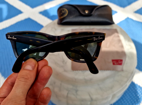 Occhiali da sole Ray Ban 'RB 2140 902 Wayfarer' nero/marrone Made in Italy ***RARI - Foto 7 di 8