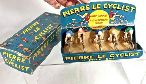 Vintage Bike Bicycle "Pierre Le Cyclist" Rare w/ Box Set Miniature Trick Toy - Zdjęcie 1 z 12