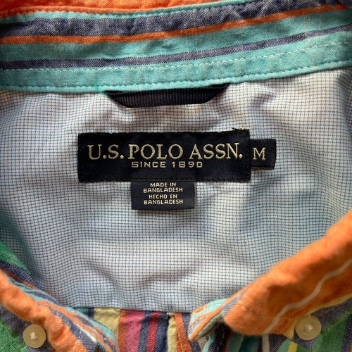 US Polo Association Short Sleeve Stripped Button Up Medium Style#11D248 - Picture 3 of 7