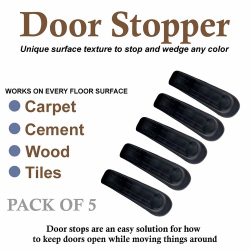 Dooor Stopper Heavy Duty Plastic Door Stop Wedge Holder 5pk - Picture 9 of 9