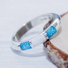 Navajo Family Ring • White Opal and Blue Opal • Native American Handmade •...