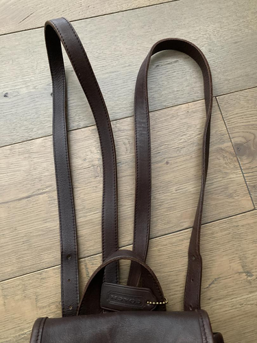 Borsa zaino Coach 9960 vintage pelle marrone scuro chiusura girevole made in USA originale - Foto 10 di 12