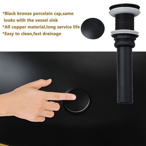 US Bathroom Ceramic Vessel Basin Sinks Bowl Waste Pop-up Drain With Taps - Picture 16 of 36