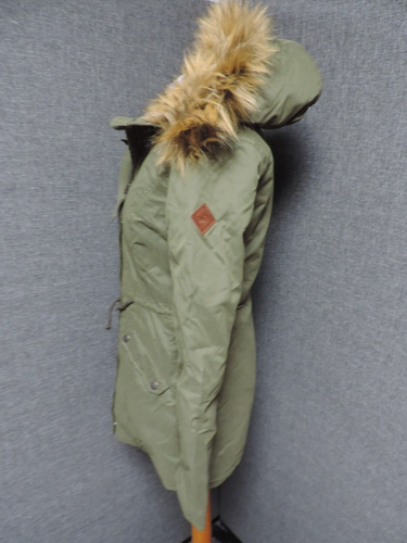 Hollister Sherpa Lined Parka Coat Khaki UK XS RRP £119 LN029 TT 04 - Picture 3 of 4