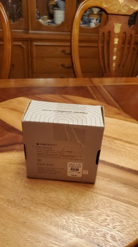 West Elm Stone Octagonal Handcrafted Coasters  4" sq - Picture 4 of 7