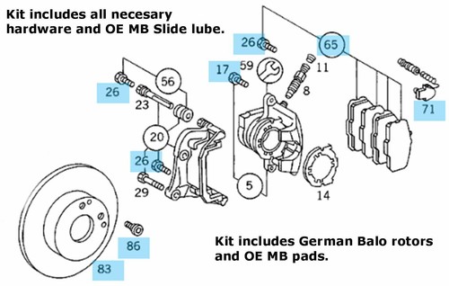 Front Brake Disc & OE MB Pad Kit 90-93 Mercedes 300E 300TE 4-MATIC German Balo - Picture 8 of 8