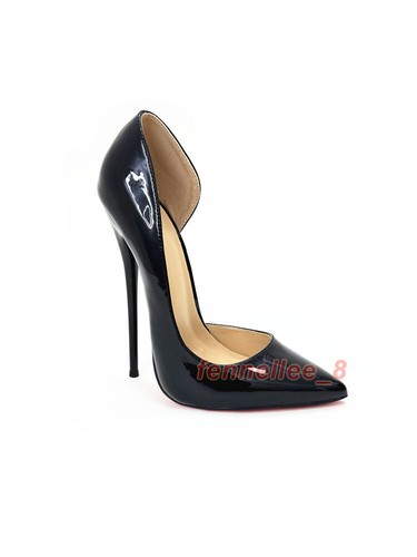 Sexy Women Patent Leather Slip on High Heels Pointed Toe Cut Out Evening Shoes - Picture 11 of 26