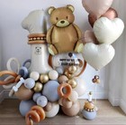 63Pcs Teddy Bear 40" Cream Number Foil Love Balloons Party Girls Birthday Decor