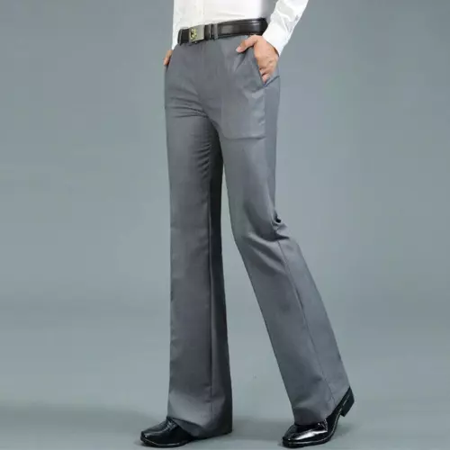 Herren Glockenboden Hose Schlag Formell Elegant Slim Fit Freizeithose - Bild 18 von 25