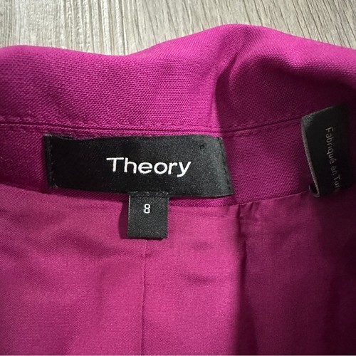 Theory Electric Pink Traceable Wool Blend Long Sleeve Blazer Coat Dress Size 8 - Picture 6 of 10