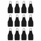 12 Pack of Kitchen Aprons - Full Bib Size Polyester Apron - Black Red or White