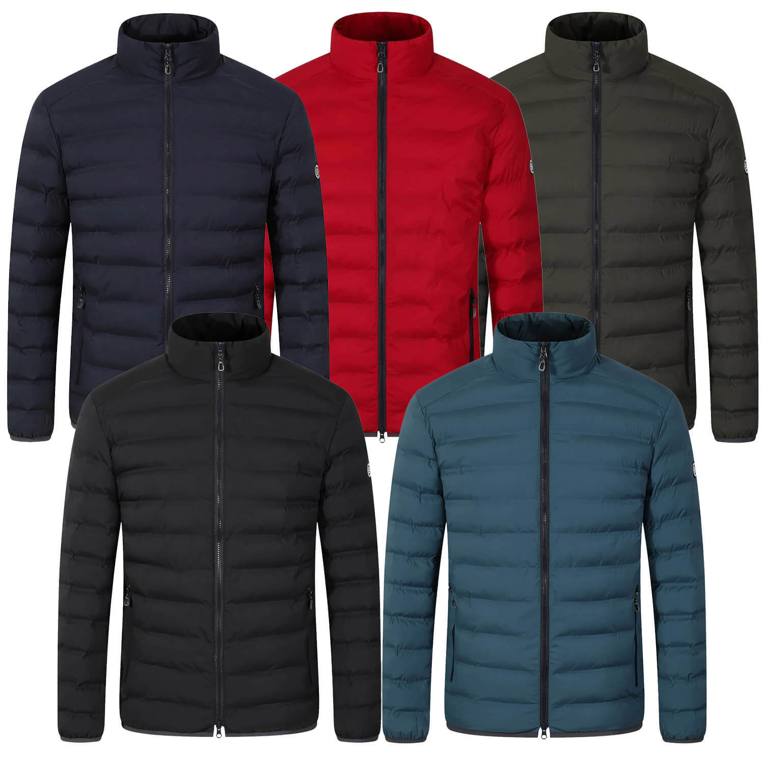 Chaqueta acolchada para hombre Blue Wave Maximilian efecto plumón acolchada cuello alto