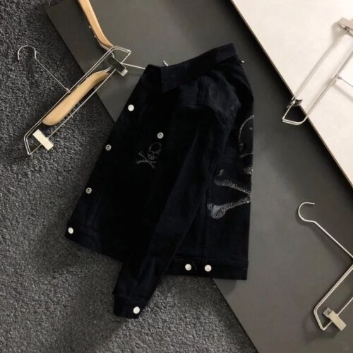 Neu Herren Luxus Diamant Totenkopf Strass Mode Jeans Jacke Hochwertig - Bild 2 von 8